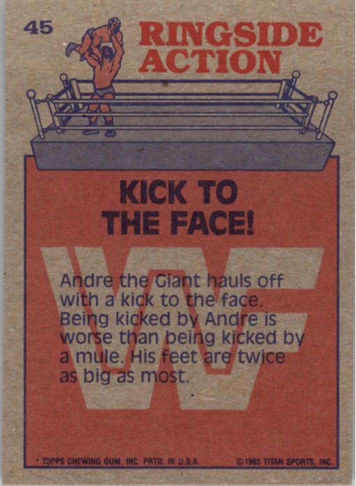 1985 Topps WWF #45 Kick to the Face! RA back image