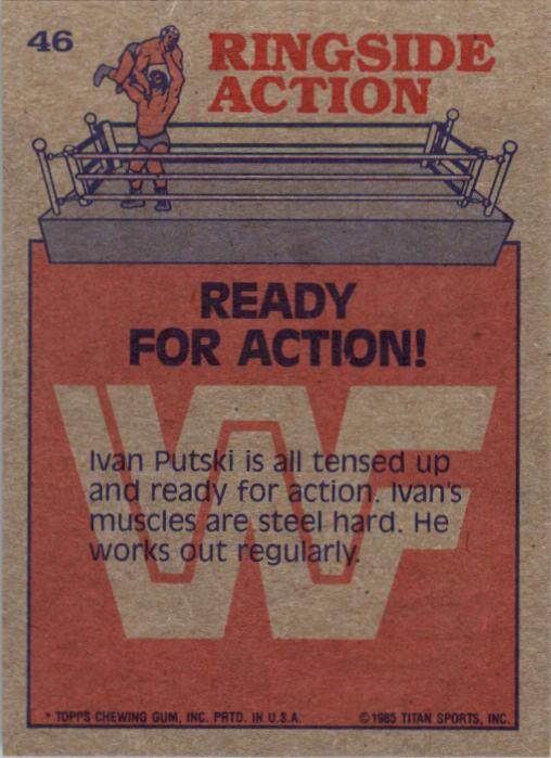 1985 Topps WWF #46 Ready for Action! RA back image