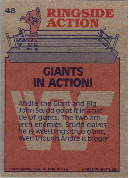 1985 Topps WWF #48 Giants in Action! RA back image