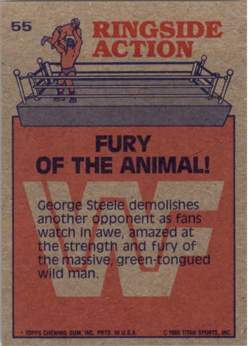 1985 Topps WWF #55 Fury of the Animal! RA back image