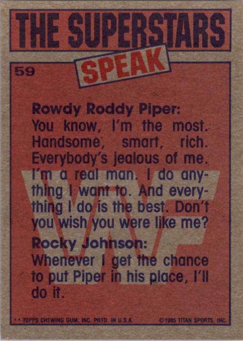 1985 Topps WWF #59 I don't think I'll ask that question again. SS back image