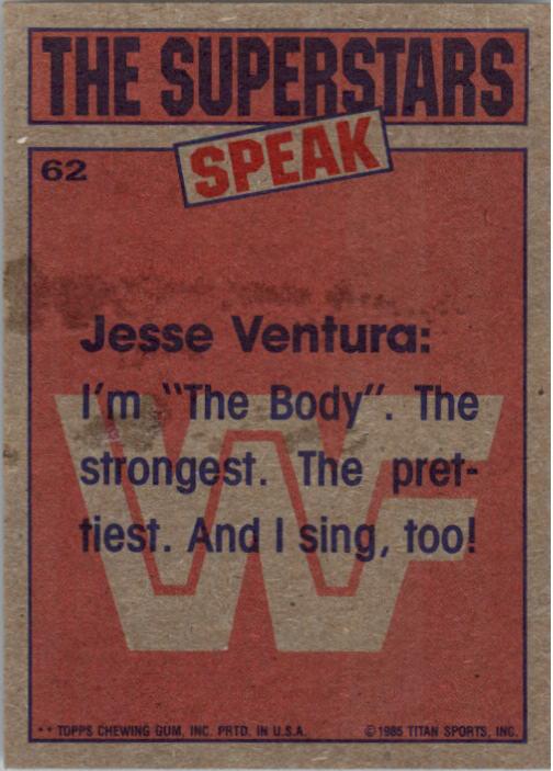 1985 Topps WWF #62 You mean Freddie Blassie is a better dresser than me? SS back image