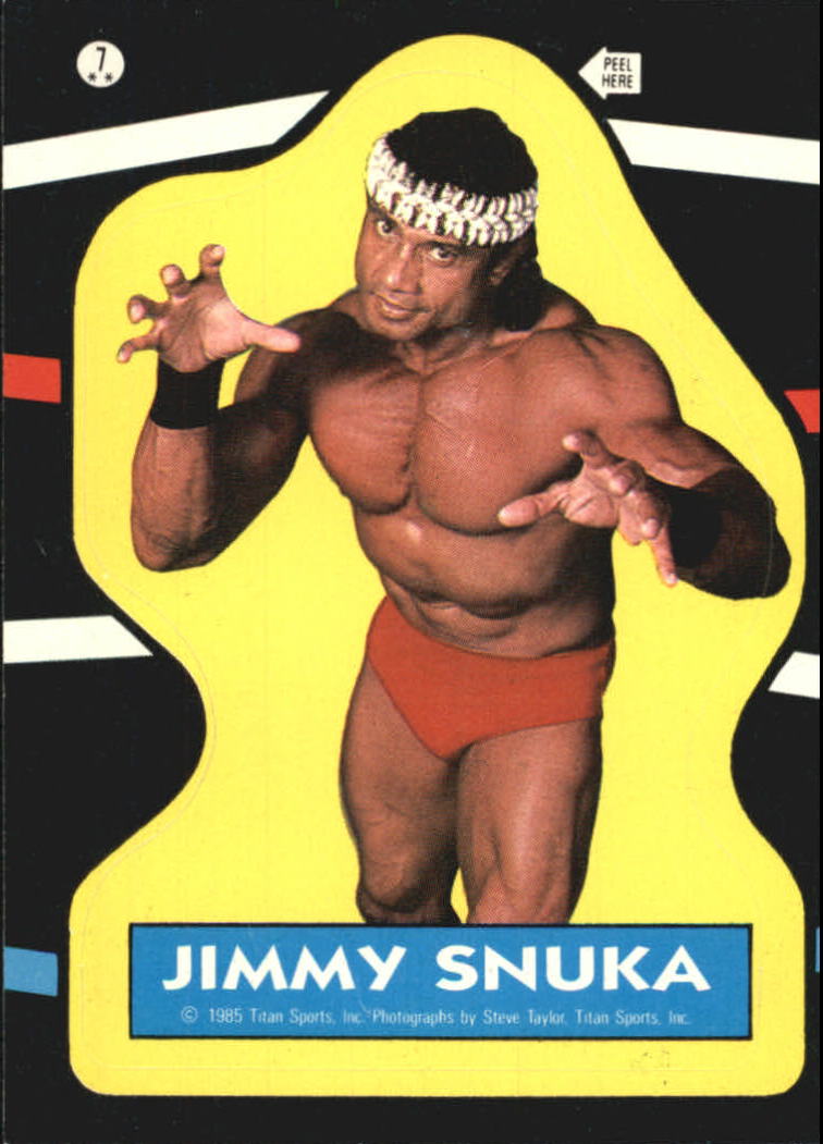 1985 Topps WWF Stickers #7 Jimmy Snuka back image