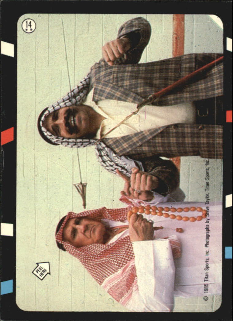 1985 Topps WWF Stickers #14 Freddie Blassie & The Iron Sheik back image