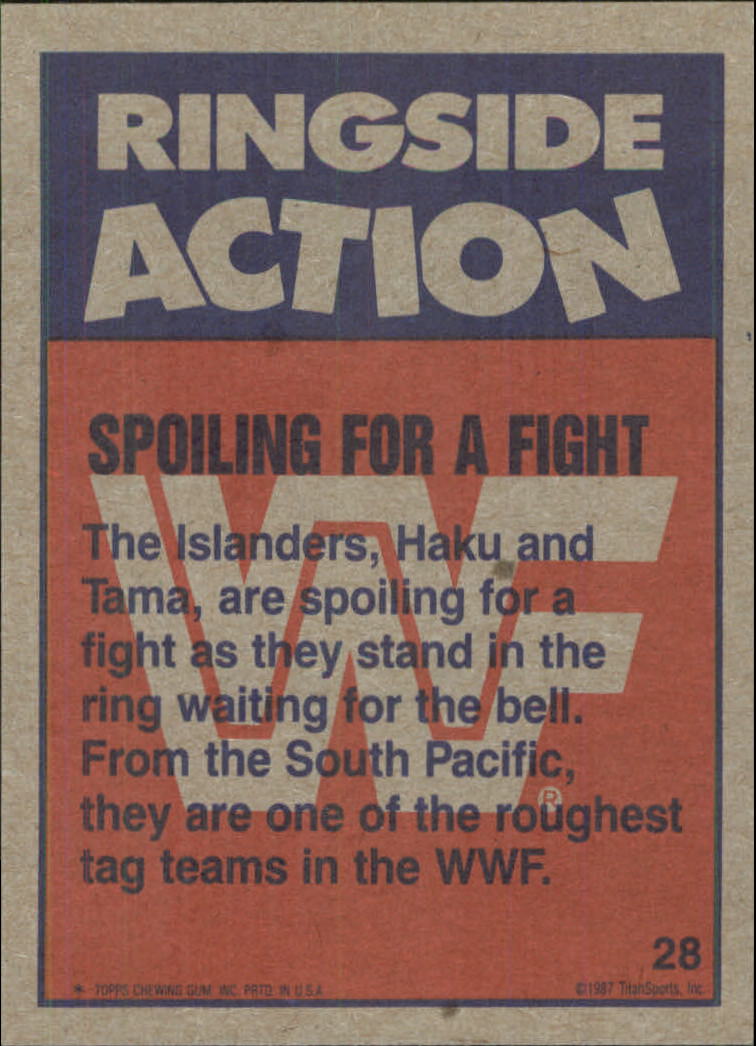 1987 Topps WWF #28 Spoiling for a Fight RA back image