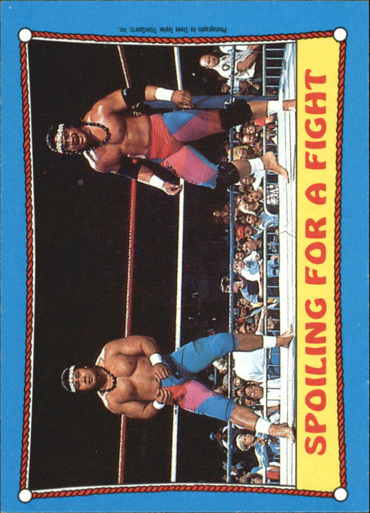 1987 Topps WWF #28 Spoiling for a Fight RA