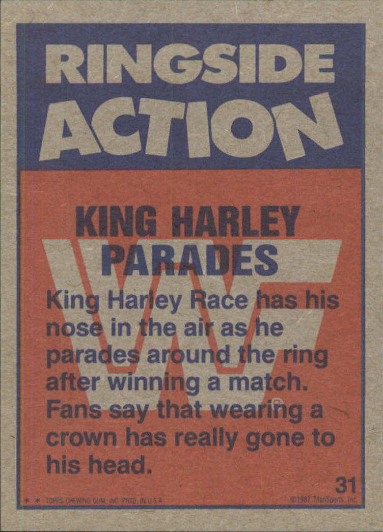 1987 Topps WWF #31 King Harley Parades RA back image