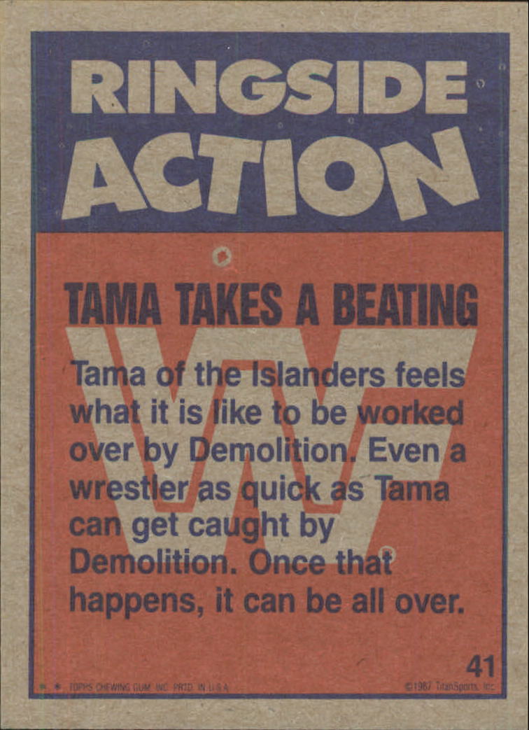 1987 Topps WWF #41 Tama Takes a Beating RA back image