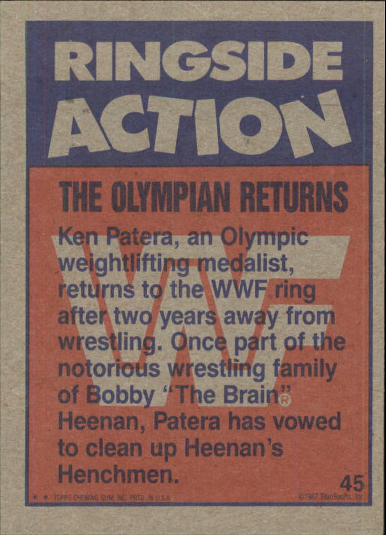 1987 Topps WWF #45 The Olympian Returns RA back image