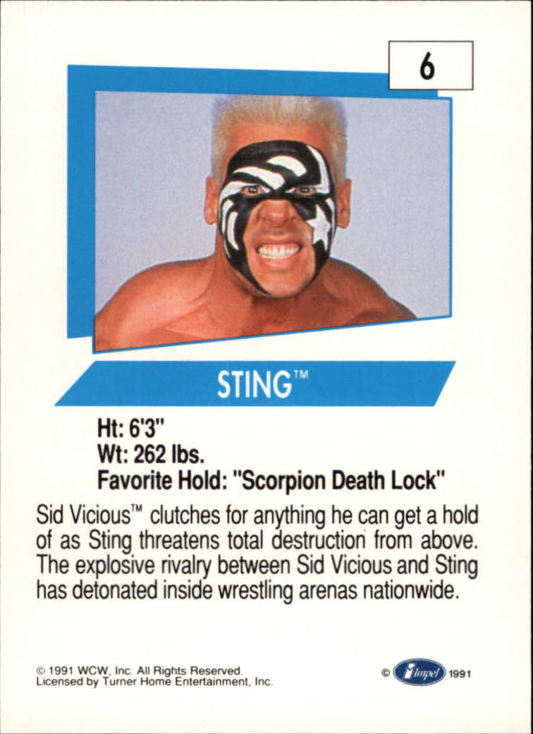 1991 Impel WCW #6 Sting back image