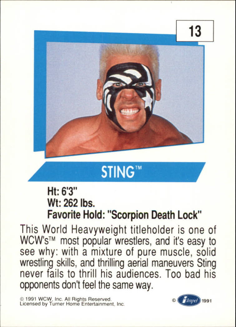 1991 Impel WCW #13 Sting back image