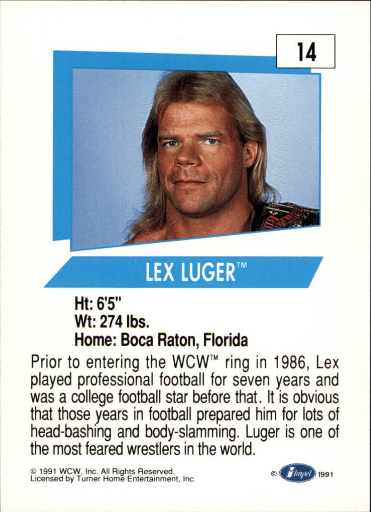 1991 Impel WCW #14 Lex Luger back image