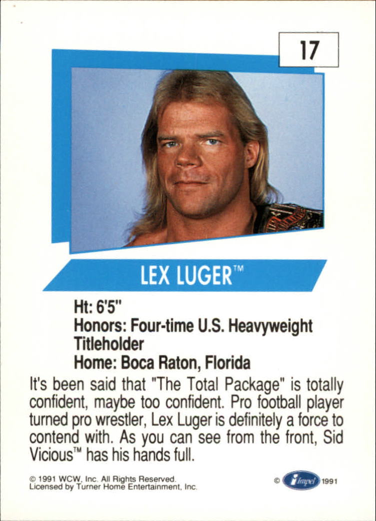 1991 Impel WCW #17 Lex Luger back image
