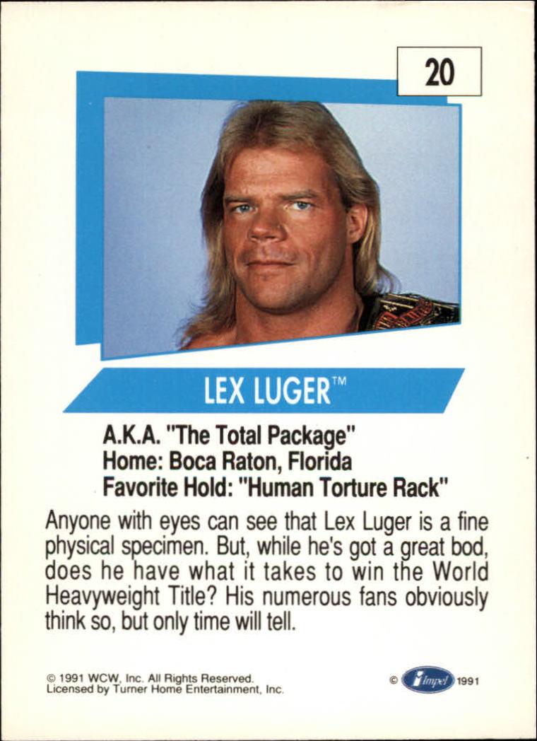 1991 Impel WCW #20 Lex Luger back image