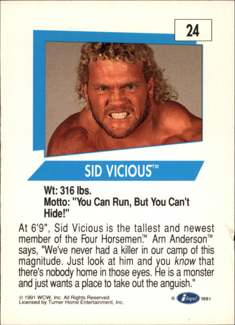 1991 Impel WCW #24 Sid Vicious RC back image