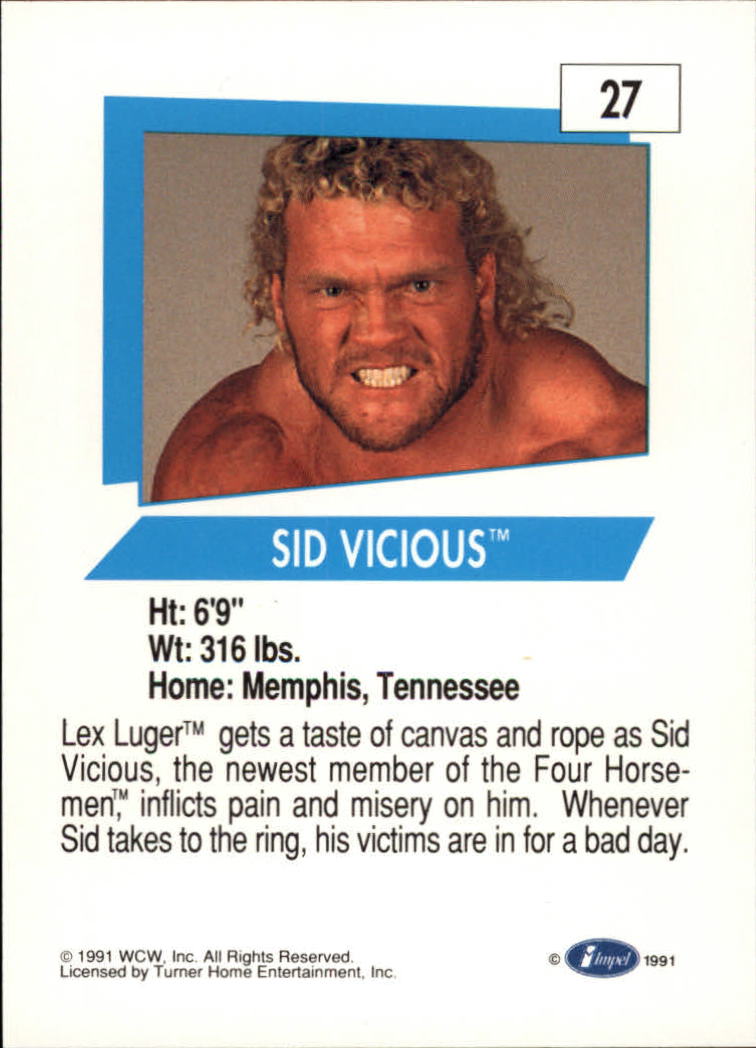 1991 Impel WCW #27 Sid Vicious RC back image