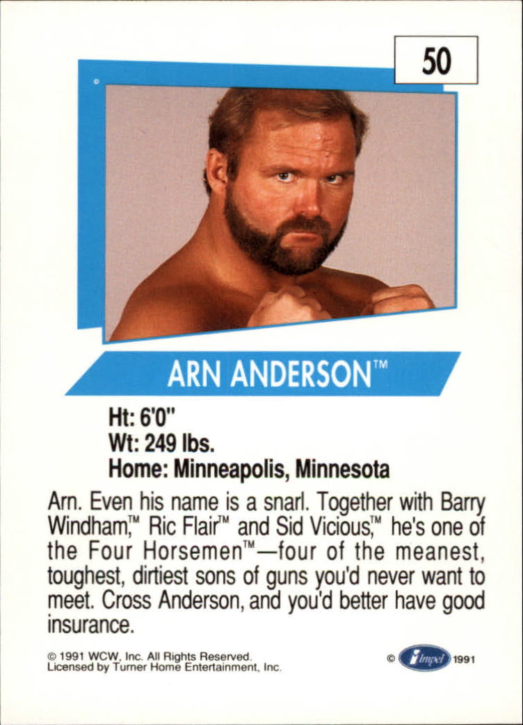 1991 Impel WCW #50 Arn Anderson back image
