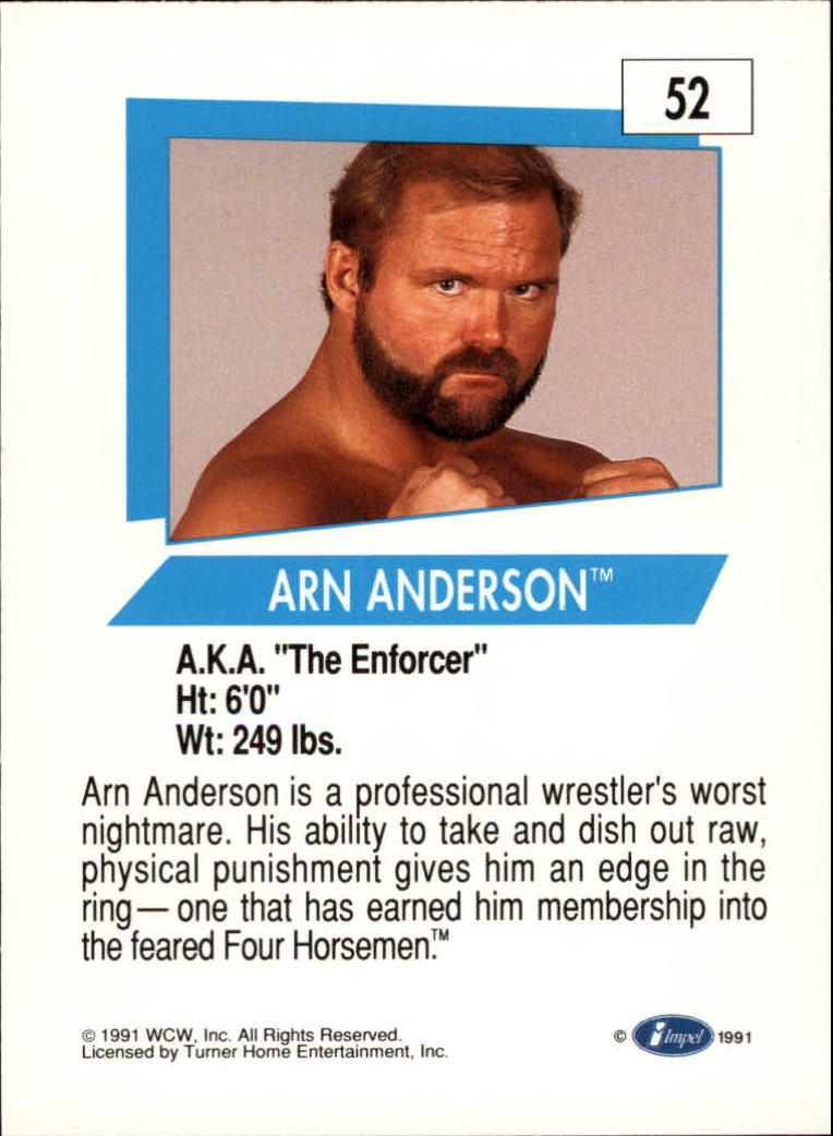 1991 Impel WCW #52 Arn Anderson back image