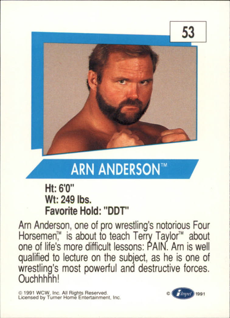 1991 Impel WCW #53 Arn Anderson back image