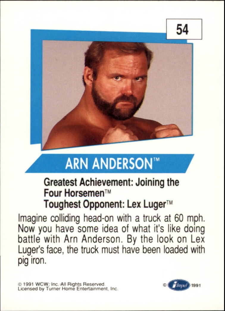 1991 Impel WCW #54 Arn Anderson back image