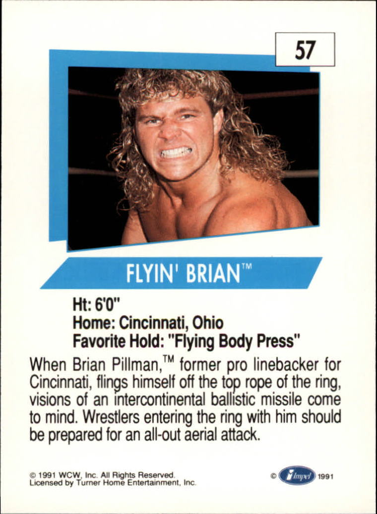 1991 Impel WCW #57 Flyin' Brian RC back image