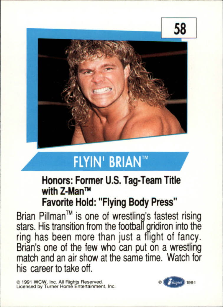 1991 Impel WCW #58 Flyin' Brian RC back image