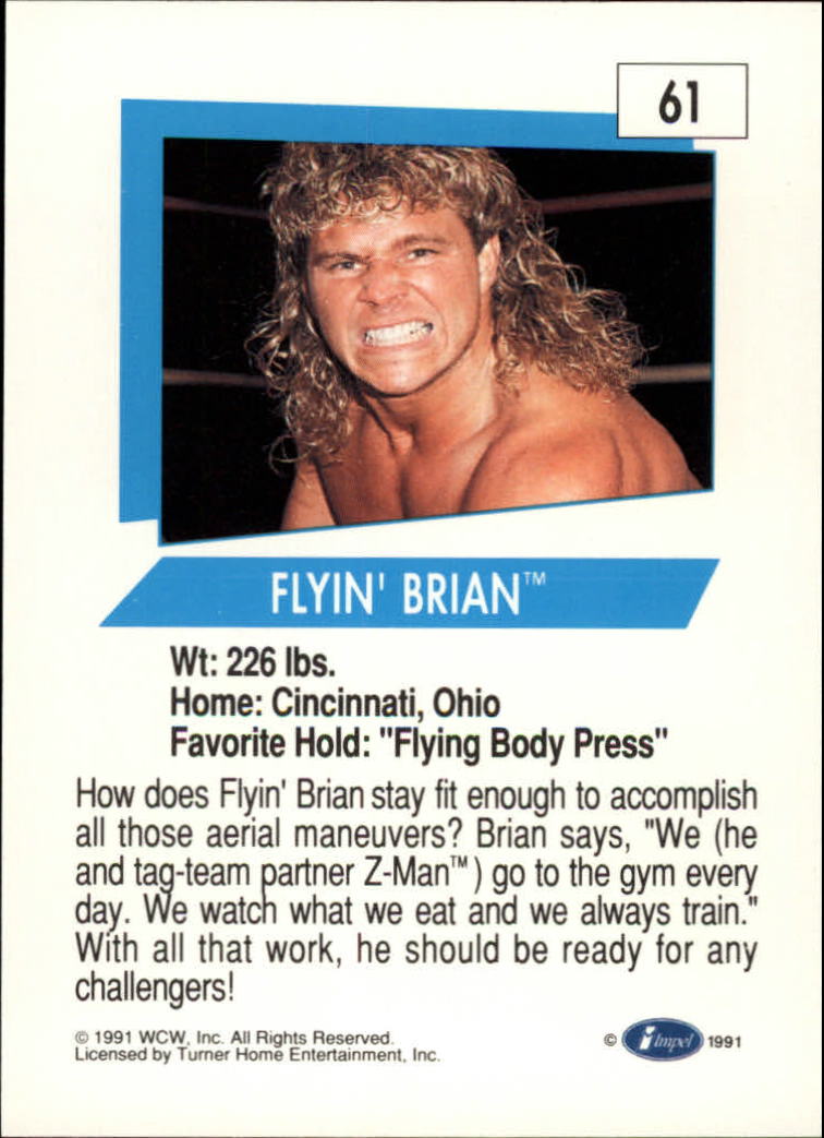 1991 Impel WCW #61 Flyin' Brian RC back image