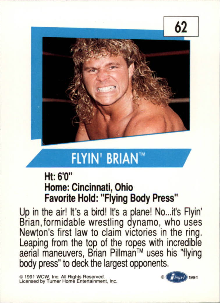1991 Impel WCW #62 Flyin' Brian RC back image