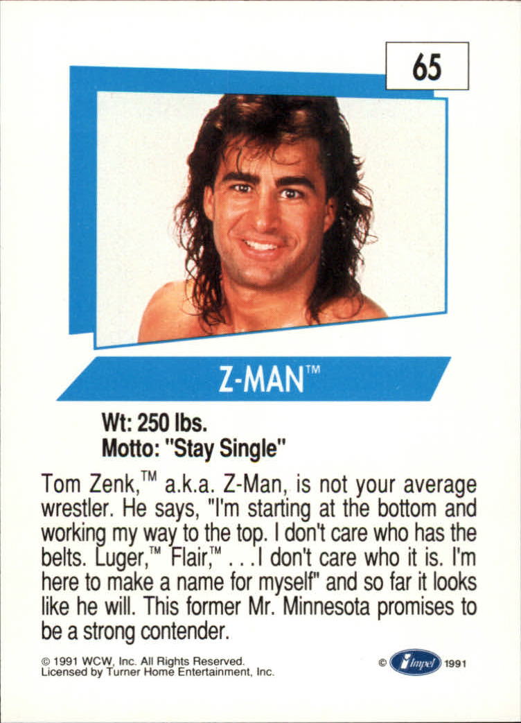 1991 Impel WCW #65 Z-Man RC back image