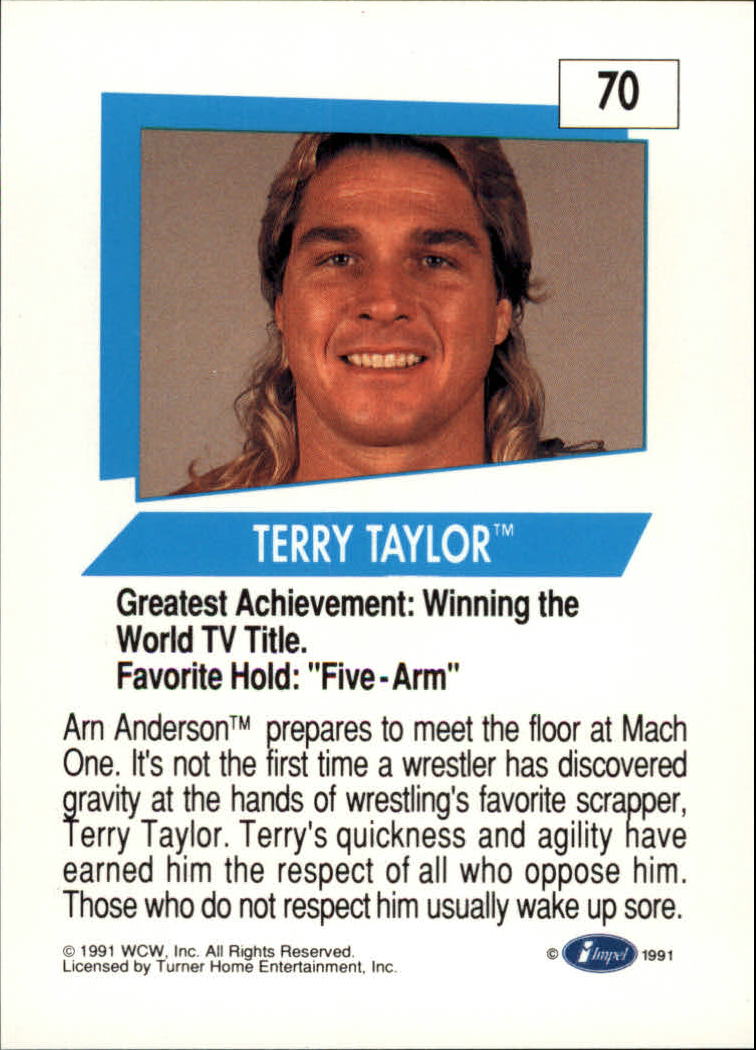 1991 Impel WCW #70 Terry Taylor back image