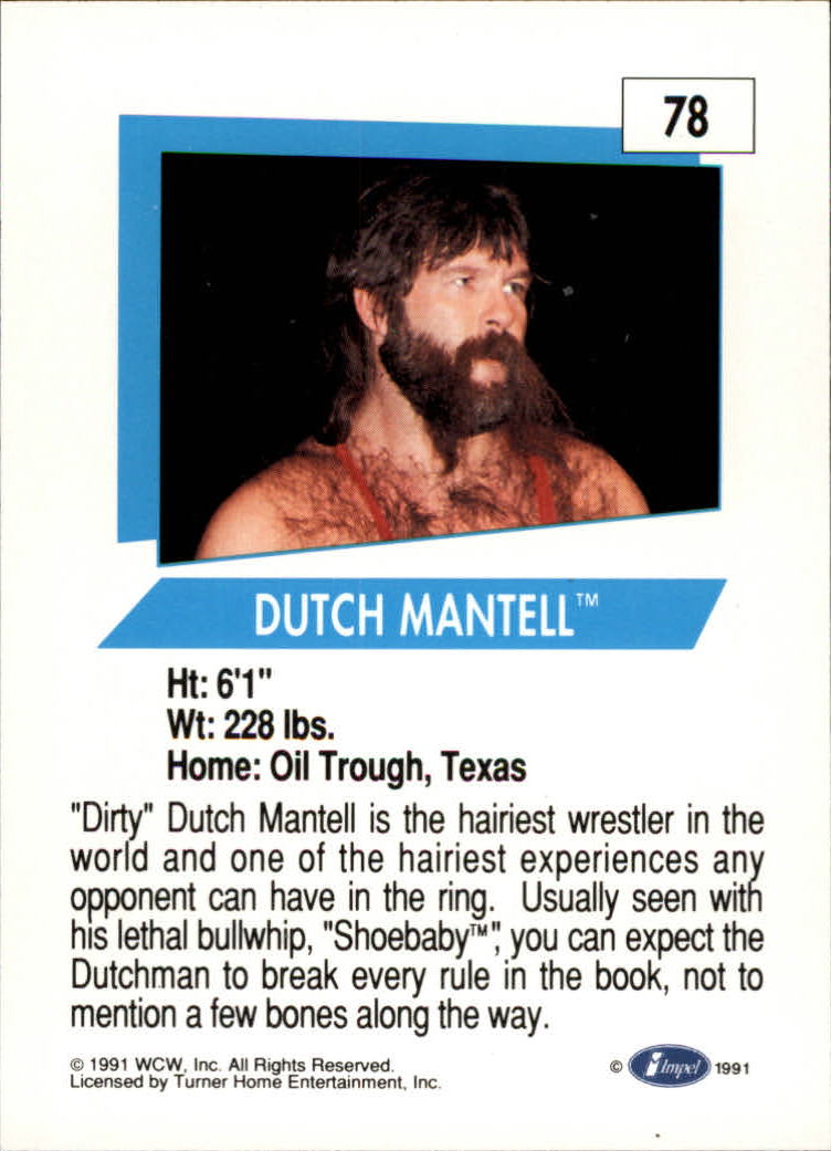 1991 Impel WCW #78 Dutch Mantell RC back image