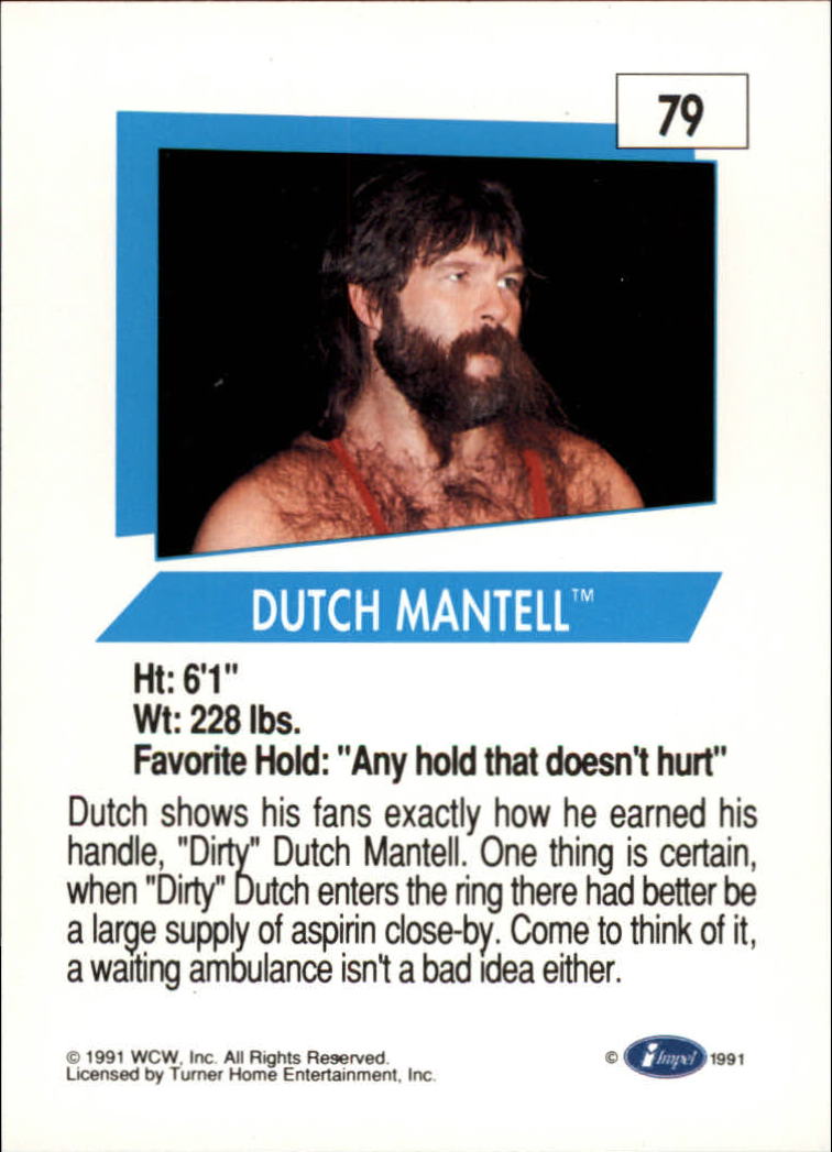 1991 Impel WCW #79 Dutch Mantell RC back image