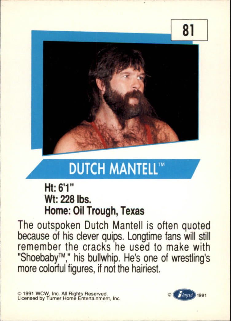 1991 Impel WCW #81 Dutch Mantell RC back image