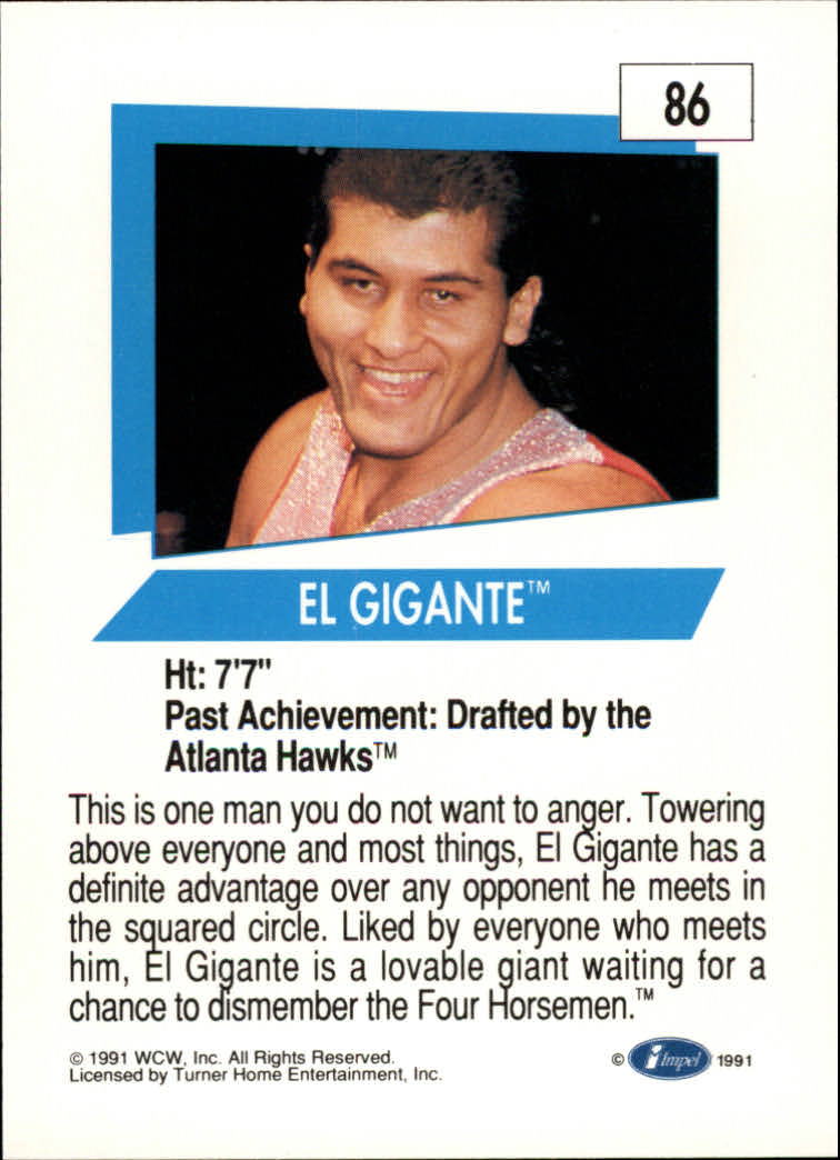 1991 Impel WCW #86 El Gigante RC back image