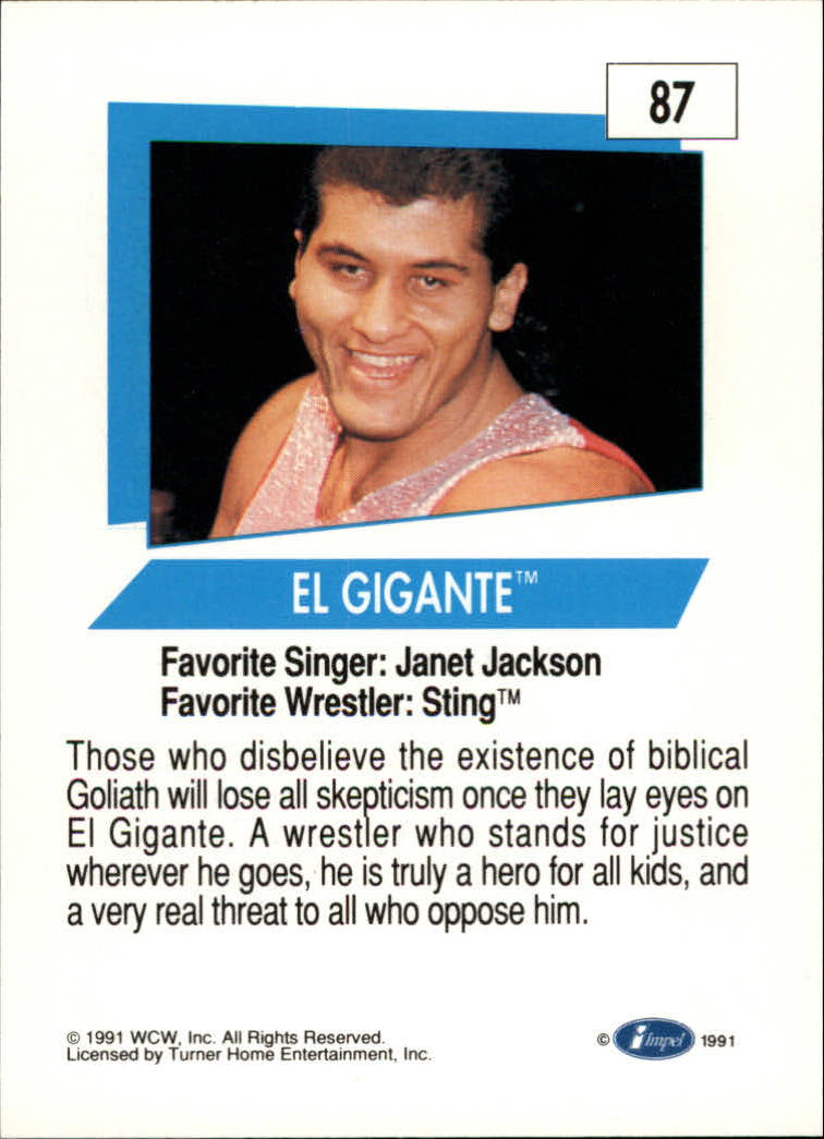1991 Impel WCW #87 El Gigante RC back image