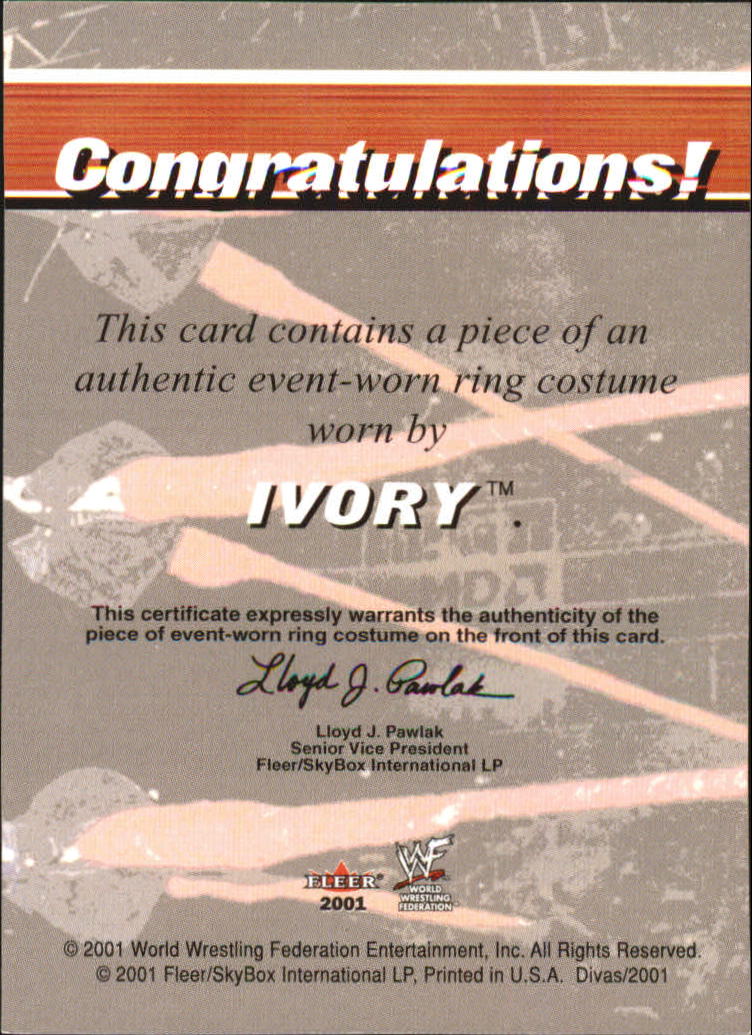 2001 Fleer WWF The Ultimate Diva Collection Ring Accessories #NNO Ivory back image