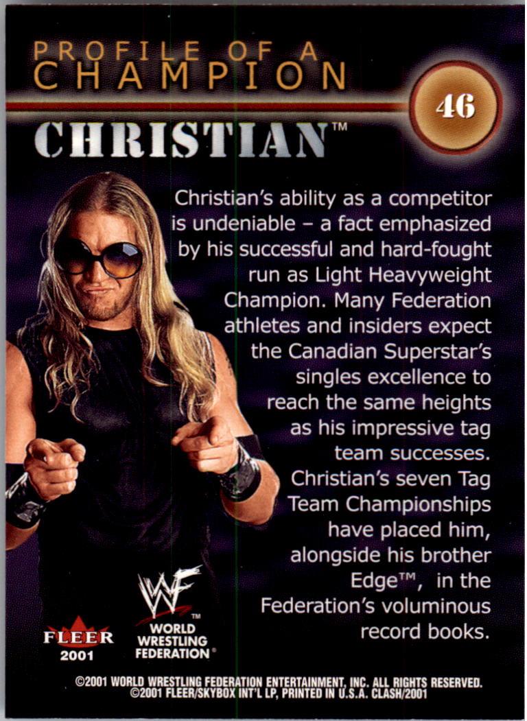 2001 Fleer WWF Championship Clash #46 Christian PC back image
