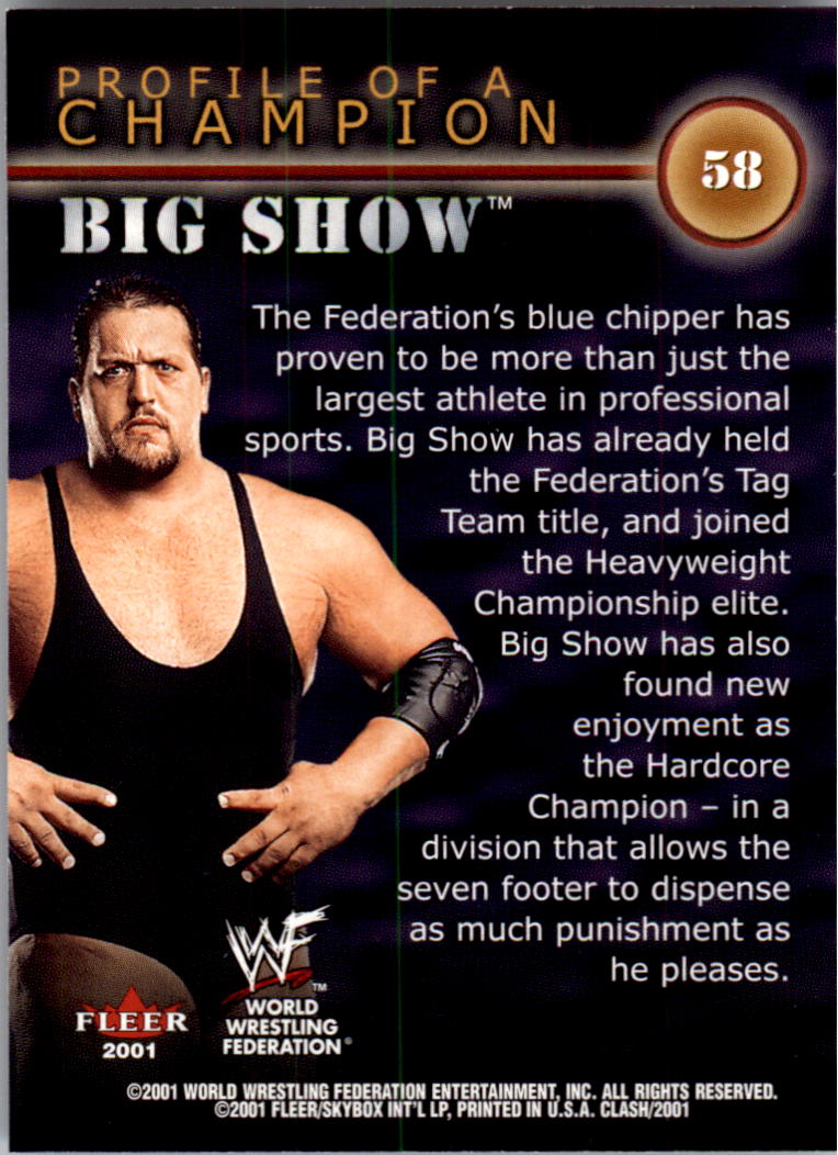 2001 Fleer WWF Championship Clash #58 Big Show PC back image