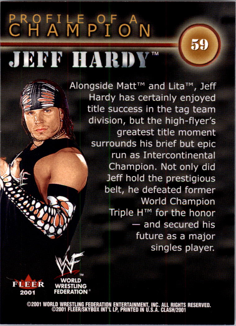 2001 Fleer WWF Championship Clash #59 Jeff Hardy PC back image