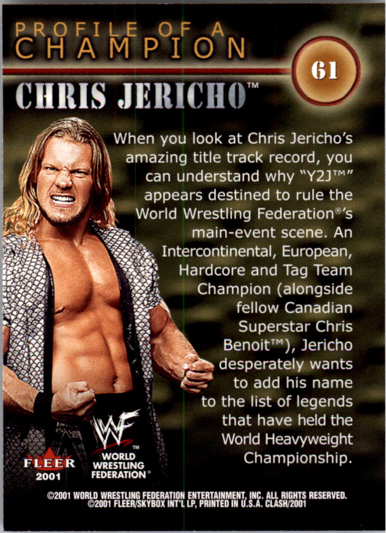2001 Fleer WWF Championship Clash #61 Chris Jericho PC back image