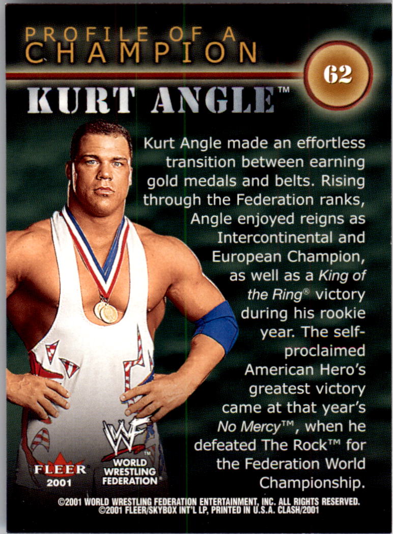 2001 Fleer WWF Championship Clash #62 Kurt Angle PC back image
