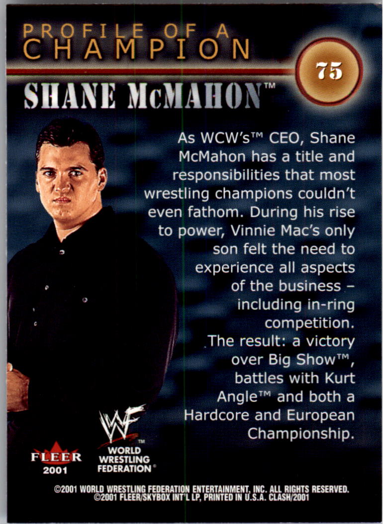 2001 Fleer WWF Championship Clash #75 Shane McMahon PC back image