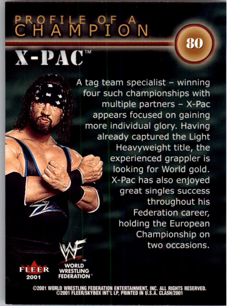 2001 Fleer WWF Championship Clash #80 X-Pac PC back image