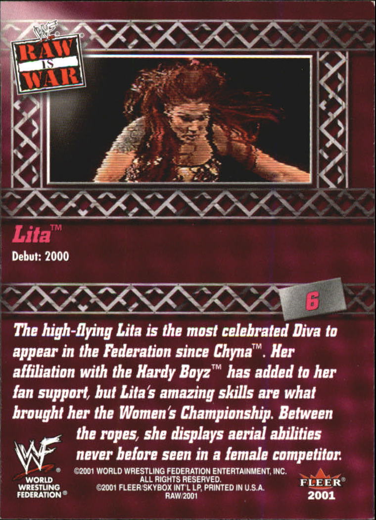 2001 Fleer WWF Raw Is War #6 Lita RC back image
