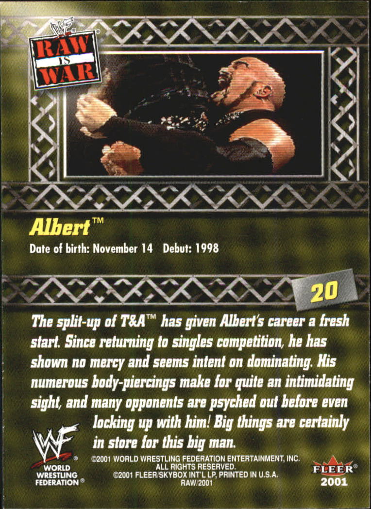 2001 Fleer WWF Raw Is War #20 Albert back image