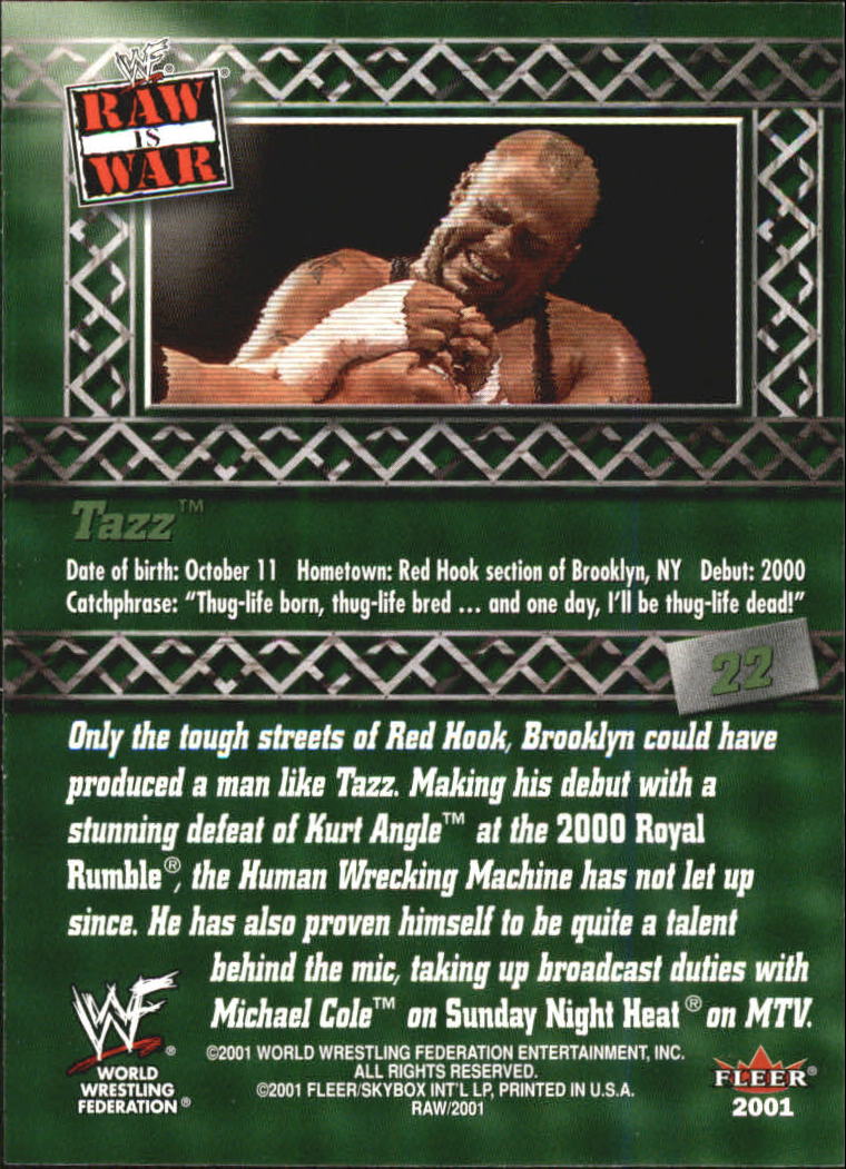 2001 Fleer WWF Raw Is War #22 Tazz back image