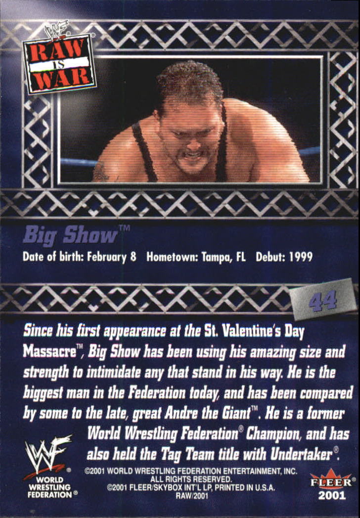 2001 Fleer WWF Raw Is War #44 Big Show back image
