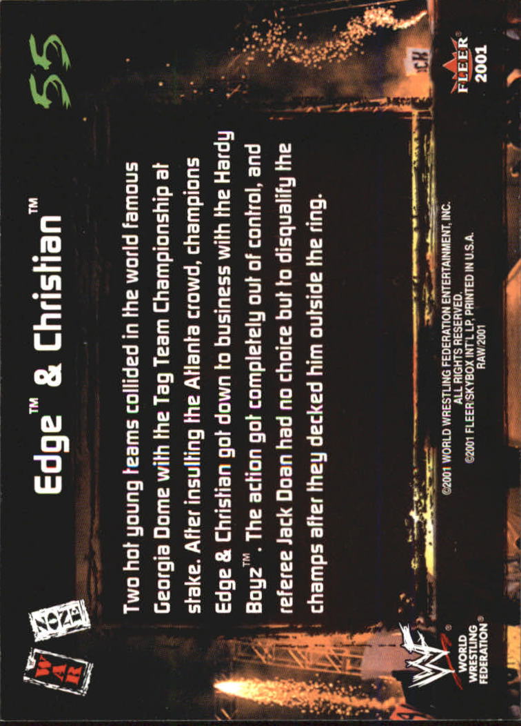 2001 Fleer WWF Raw Is War #55 Edge & Christian WZ back image