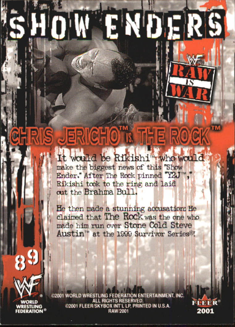 2001 Fleer WWF Raw Is War #89 Chris Jericho vs. The Rock SE back image
