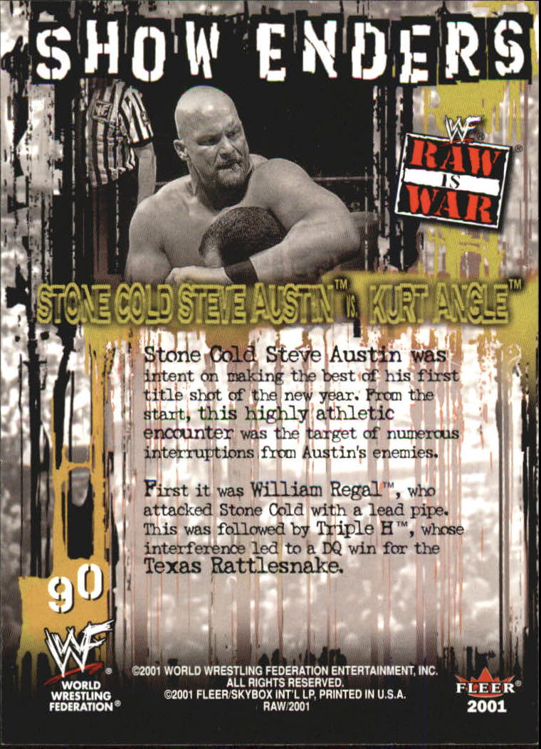 2001 Fleer WWF Raw Is War #90 Stone Cold Steve Austin vs. Kurt Angle SE back image